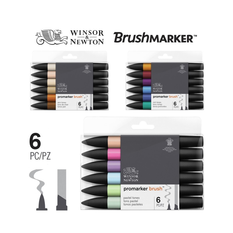 Set 6 pennelli Promarker a doppia estremità