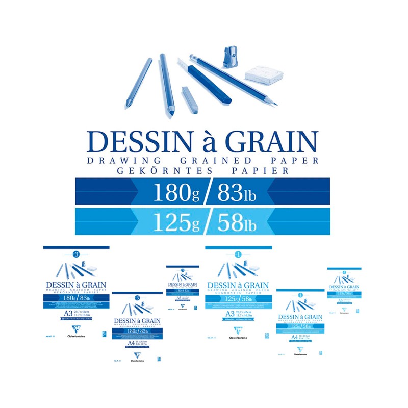 Bloc Dibujo Dessin à Grain Clairefontaine 125g y 180g