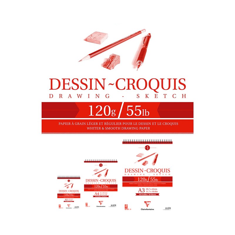 Bloc Dibujo Dessin Croquis Clairefontaine Espiral 120g