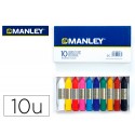 Caja 10 Ceras Manley Fluo y Pastel