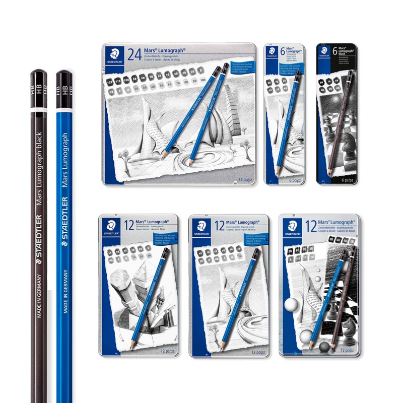 Set Lápices Grafito Mars Lumograph de Staedtler