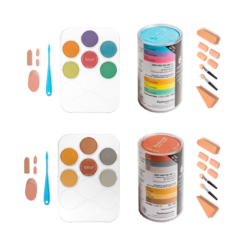 Sets 6 PanPastel Metálicos e Iridiscentes + Sofft Tools