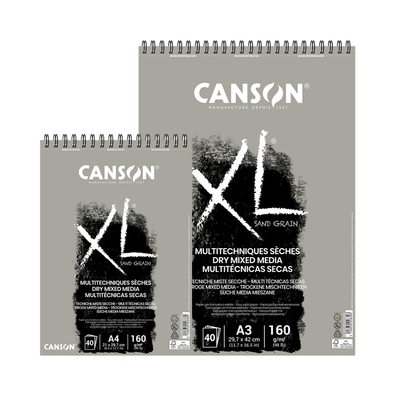 Bloc XL Multitécnicas Secas (Color Gris) Canson Con Espiral