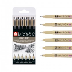 Set 6 Rotuladores Pigma Micron Sakura