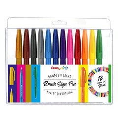 Set 12 Brush Sign Pen Pentel | Casa Piera Bellas Artes Barcelona