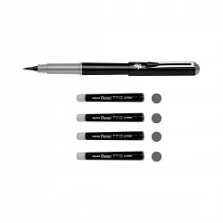 Pincel-Rotulador Pentel + 4 Cartuchos Negro | Casa Piera Bellas Artes