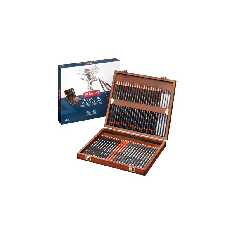 Caja Madera 48 Lápices de Dibujo Derwent