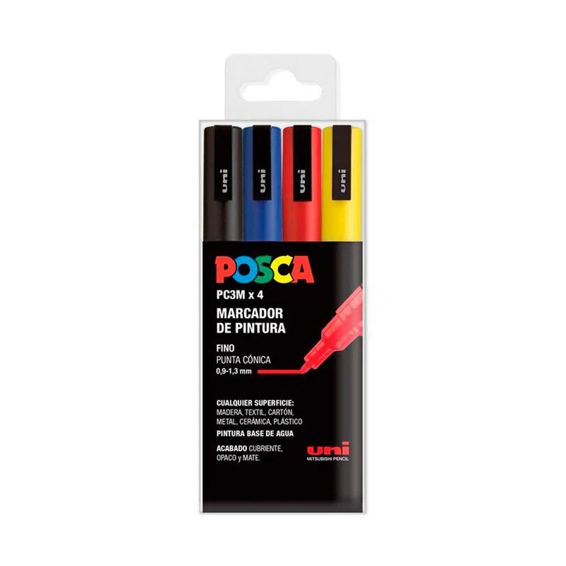 Set di 4 pennarelli Posca PC3M
