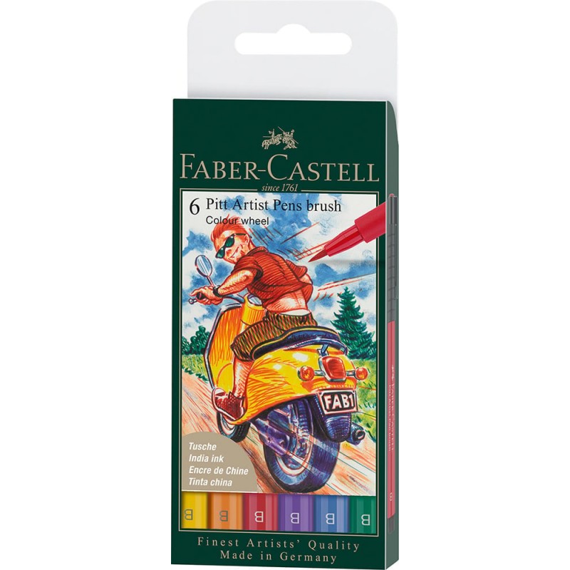 Set di 6 pennelli Pitt Brush Colour Wheel