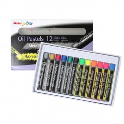 Scatola di pastelli a olio metallici e fluorescenti