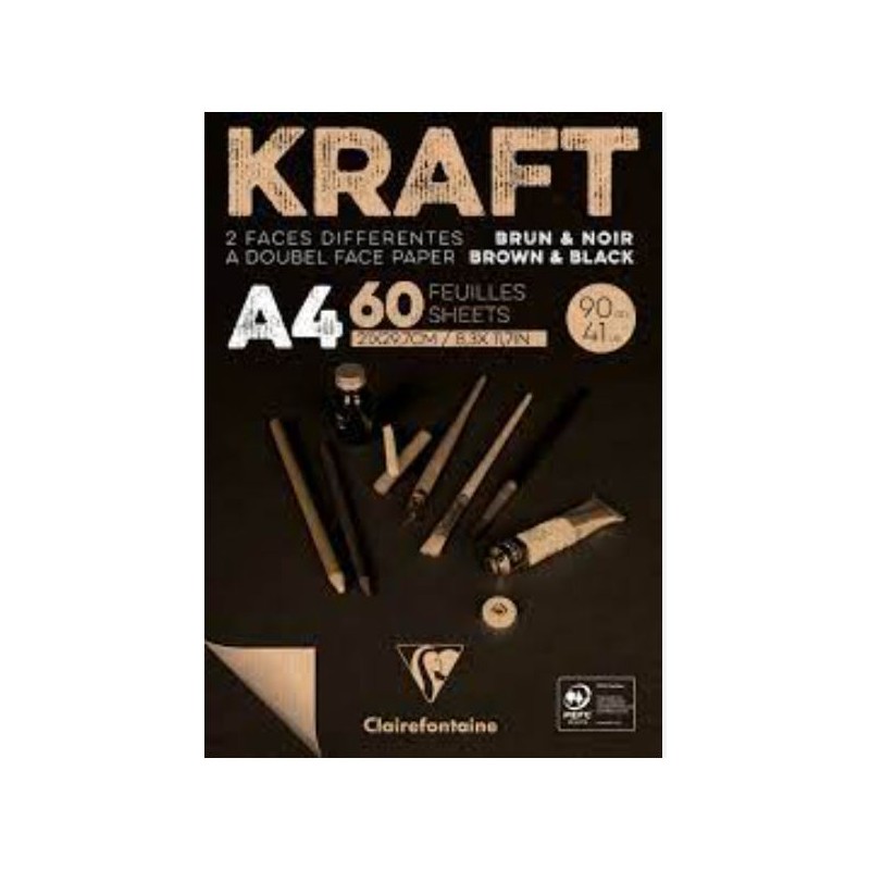 Bloc papel Bicolor Kraft y Negro 60h