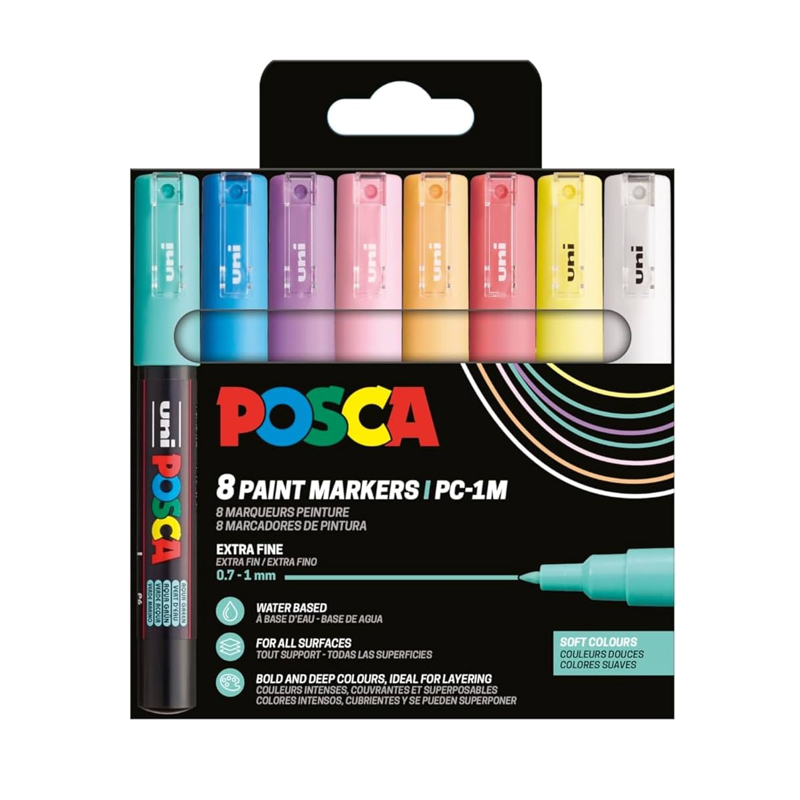 Set 8 Retoladors Posca PC-1M Soft Colours